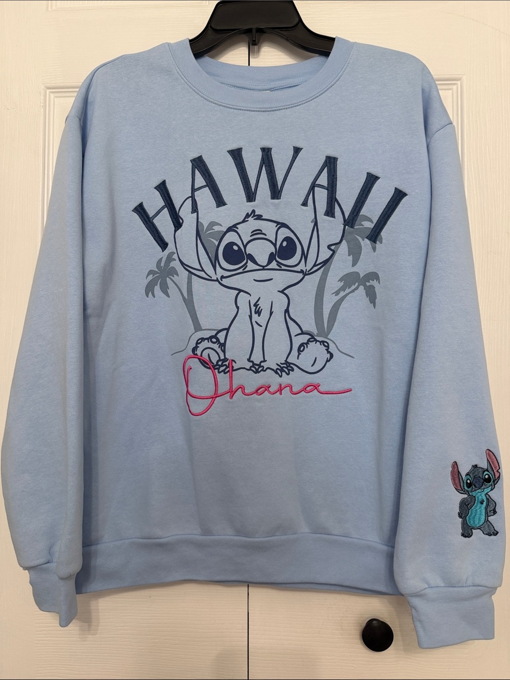 Disney Light Blue 'Hawaii Ohana' Stitch Graphic Crewneck Sweatshirt